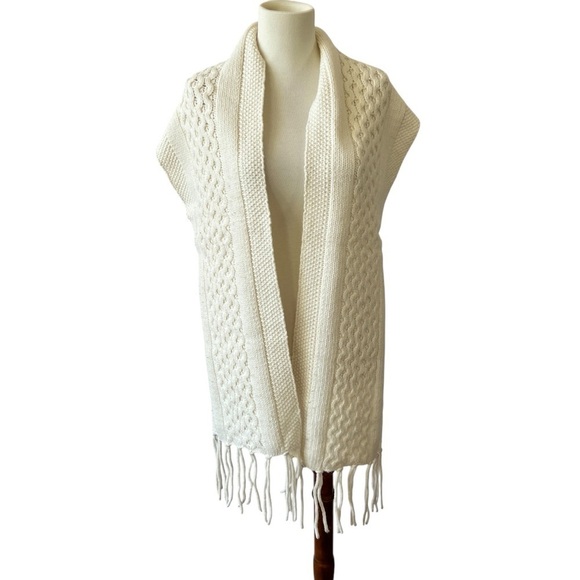 J MCLAUGHLIN LARA WOOL CASHMERE BLD SCARF LUXURY WARM NEUTRAL WINTER FRINGE - Picture 4 of 10